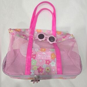 Tommy Bahama Kids Pink Mesh Tote With Insulated Base.